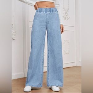 Baggy stretchy jean style wide leg pants